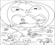 Printable scary pumpkin halloween coloring pages