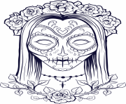 Printable sugar skull halloween adult coloring pages