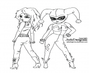 Printable two girls harley quinn coloring pages