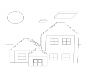 Printable minecraft house coloring pages