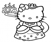 Printable princess hello kitty coloring pages