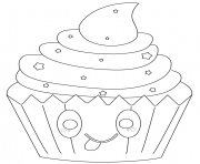 Printable kawaii cupcake with stars coloring pages