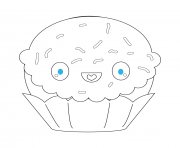 Printable kawaii cupcake coloring pages