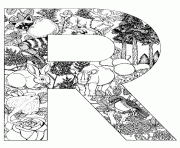 Printable animal alphabet letter r coloring pages