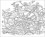 Printable they are figthing at waterwheel pirates of the caribbean coloring pages
