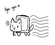 Printable black and white nyan cat cute coloring pages