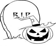 Printable rip gravestone pumpkin halloween coloring pages