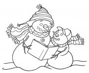 Printable reading snowman s7441 coloring pages