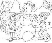 Printable making snowman for kids d05b coloring pages