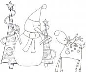 Printable reindeer and snowman s6bc0 coloring pages