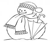 Printable snowman and umbrella s winter 7eb1 coloring pages