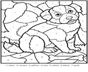 Printable color by numbers adult worksheets dog coloring pages