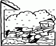 Printable kid and dog winter s2391 coloring pages