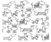 Printable coloring adult difficult dogs elegants coloring pages