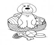 Printable dog in a basket with blanket 5674 coloring pages