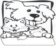 Printable friendly dog and cat fea4 coloring pages