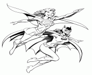 Printable supergirl fly with batwoman coloring pages
