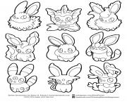 Printable pokemon eevee evolutions list coloring pages