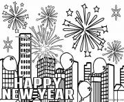 Printable New Year Fireworks coloring pages