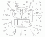 Printable New Year clock ring coloring pages