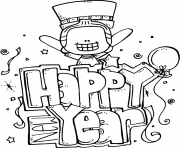 Printable Happy New year printable 2017 coloring pages