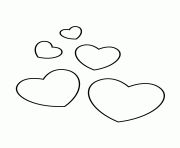Printable five hearts stencil coloring pages