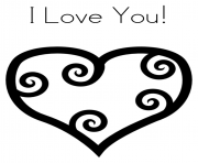 Printable heart i love you valentine f700 coloring pages