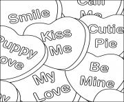 Printable smile kiss me be mine valentines words coloring pages