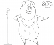 Printable Sing Coloring Page Dancing Pig coloring pages