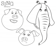 Printable Animals from Sing Animation Coloring coloring pages