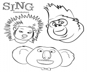 Printable Animals from Sing The Movie coloring pages