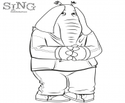 Printable Elephant Meena from Sing Film coloring pages