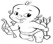 Printable Baby Cupid Valentines day coloring pages