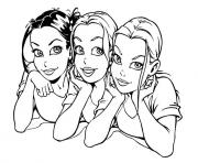 Printable three smiley girls for girls coloring pages