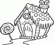 Printable Gingerbread House with Candy coloring pages