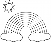 Printable Rainbow With Clouds And Sun coloring pages