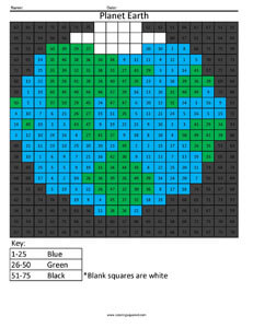 Printable planet earth coloring squared multiplication and division pixel art coloring pages