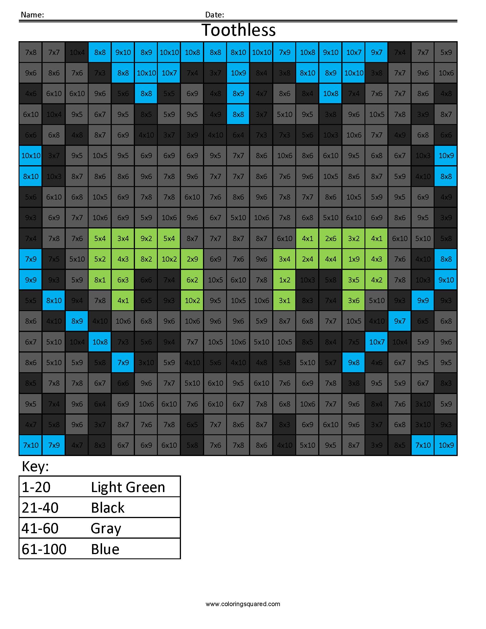 Math Pixel Art Coloring Pages Free Printable Toothless Dragon Color