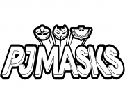 Printable PJ Masks Logo Black and White Clipart coloring pages