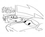 Printable Cars Lightning McQueenwith other car a4 disney coloring pages
