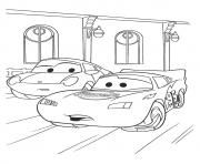 Printable Cars The McQueen With Sally a4 disney coloring pages