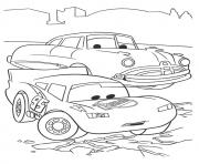 Printable Cars The Lightning McQueen With Doc Hudson a4 disney coloring pages