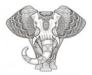 Elephant Hard Animal Adult Coloring Pages Printable Difficult Zen Anti