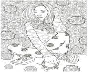 Printable woman hard adult detailed model illustration coloring pages
