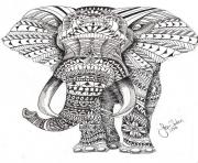 Hard Coloring Pages Free Printable Elephant Adults Color Difficult Elephants