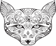 Printable advanced cat sugar skull coloring pages coloring pages