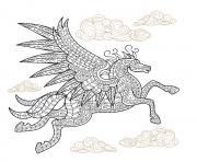 Printable pegasus winged horse hard advanced adult animal coloring pages