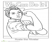 Printable Rosie The Riveter We Can Do It coloring pages