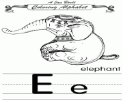 Printable coloring alphabet traditional elephant coloring pages