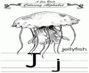 Printable coloring alphabet traditional jellyfish coloring pages